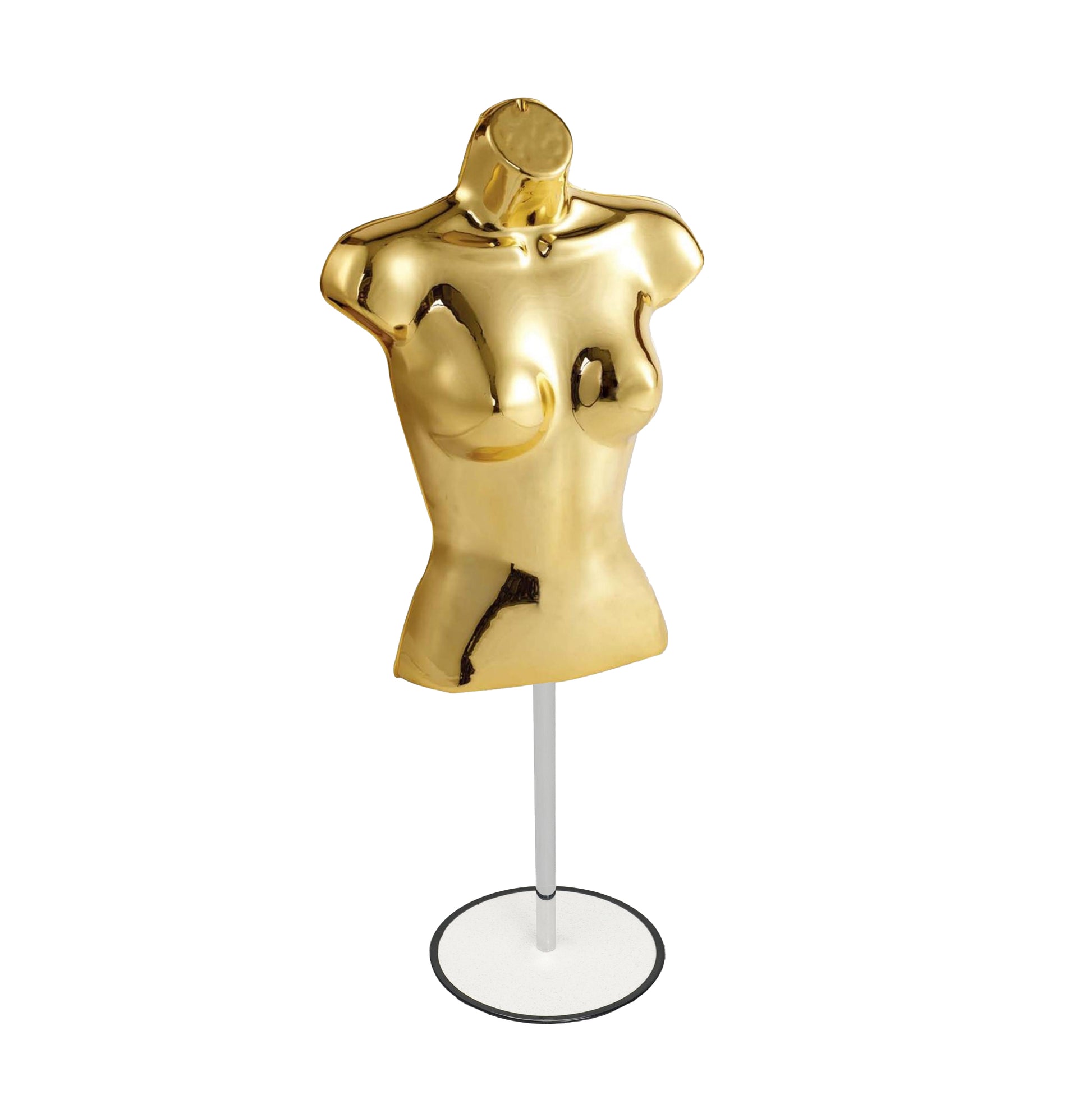 Female Plastic 3/4 Hanging Mannequin with Round Stand Bust Torso Display Mannequin for Shop or Warehouse Supermarket Supplies