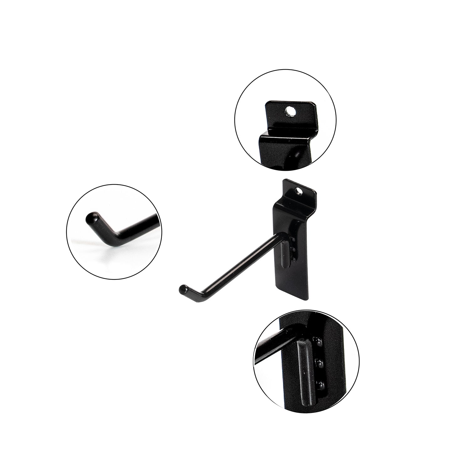Slatwall Accessories - High Quality Black Slatwall Plate Single Hook for Slatwall Gridwall Panels