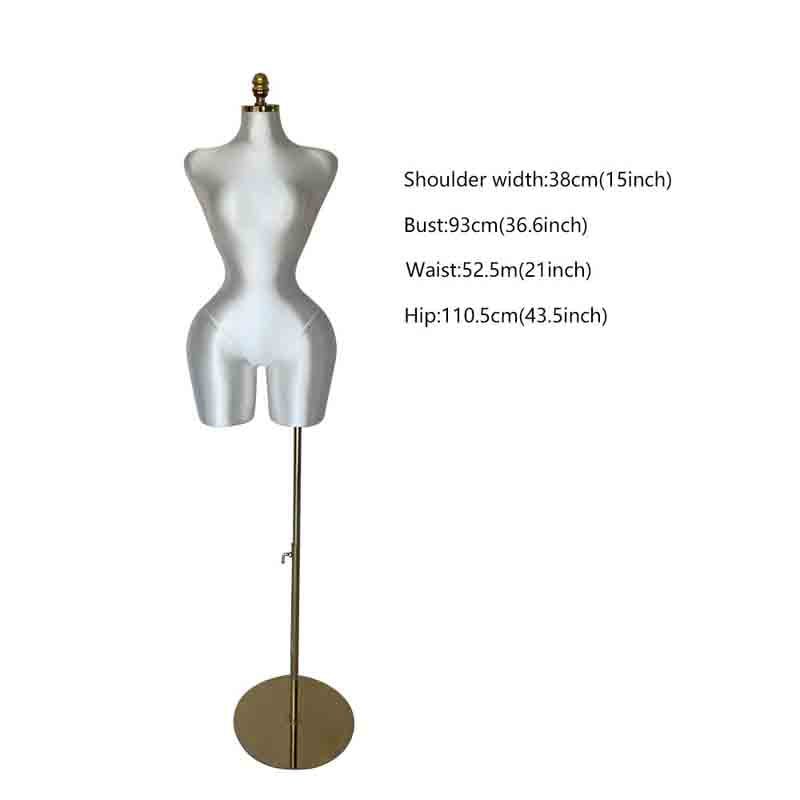Satin Female Half Body Mannequin Adjustable Slim Waist Dress Form Short Legs Big Hip Wide Shoulder Mannequin Torso With Stand