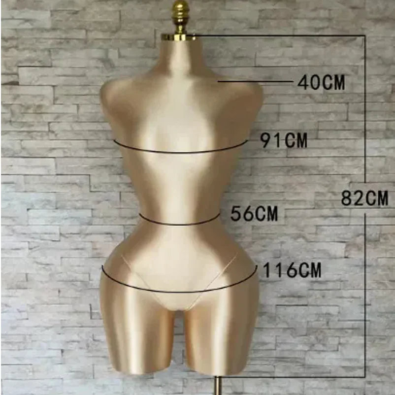 Satin Female Half Body Mannequin Adjustable Slim Waist Dress Form Short Legs Big Hip Wide Shoulder Mannequin Torso With Stand