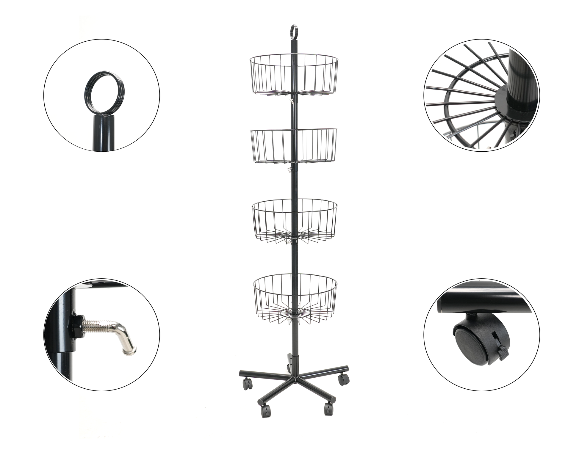 Modern Multi-Function Metal Wire Floor Display Rack Spinner for Toy Retail