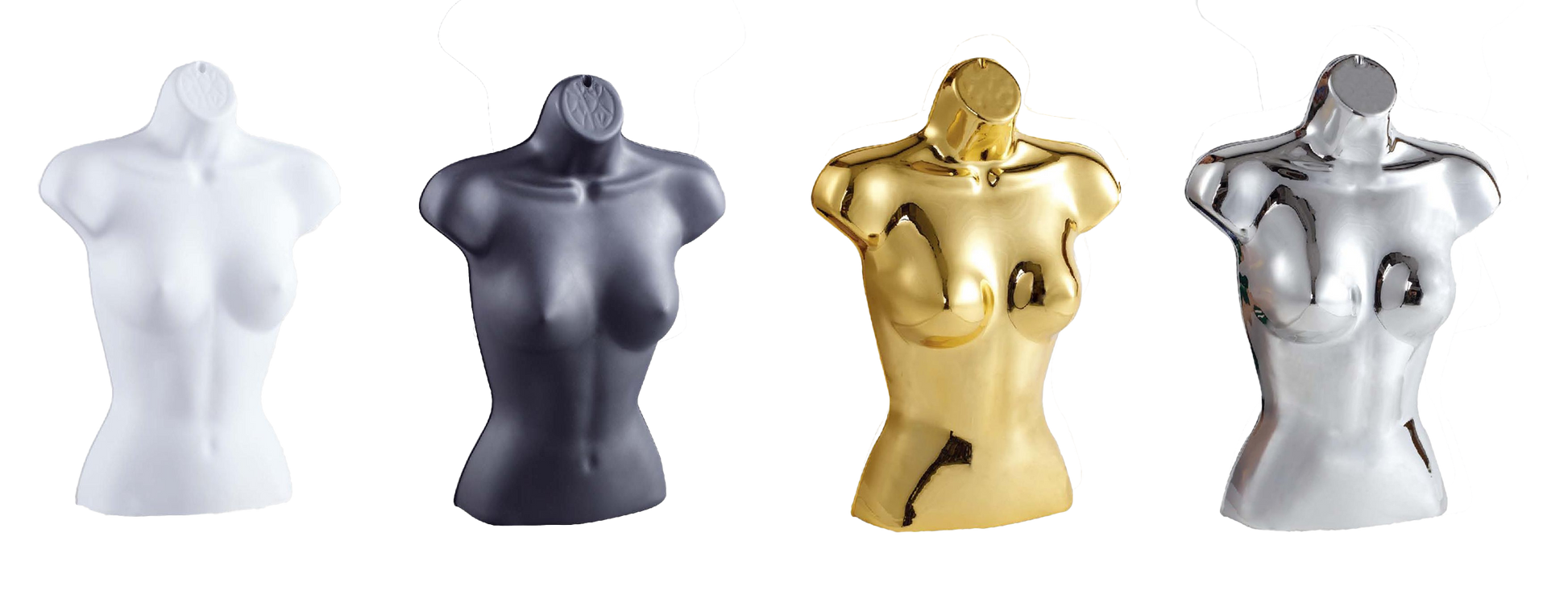 Female Plastic 3/4 Hanging Mannequin with Round Stand Bust Torso Display Mannequin for Shop or Warehouse Supermarket Supplies