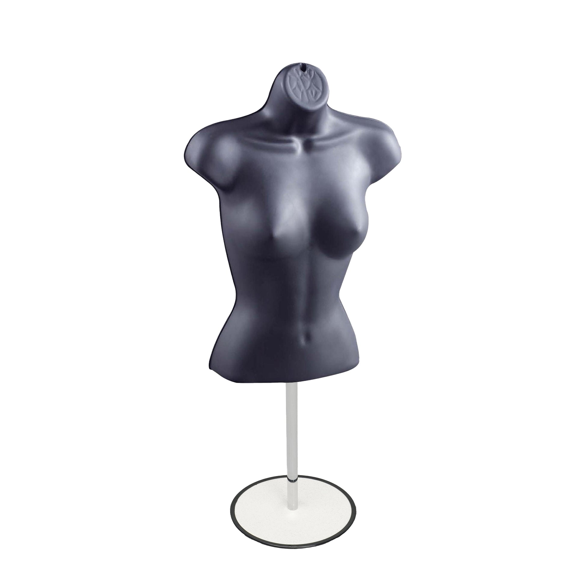 Female Plastic 3/4 Hanging Mannequin with Round Stand Bust Torso Display Mannequin for Shop or Warehouse Supermarket Supplies