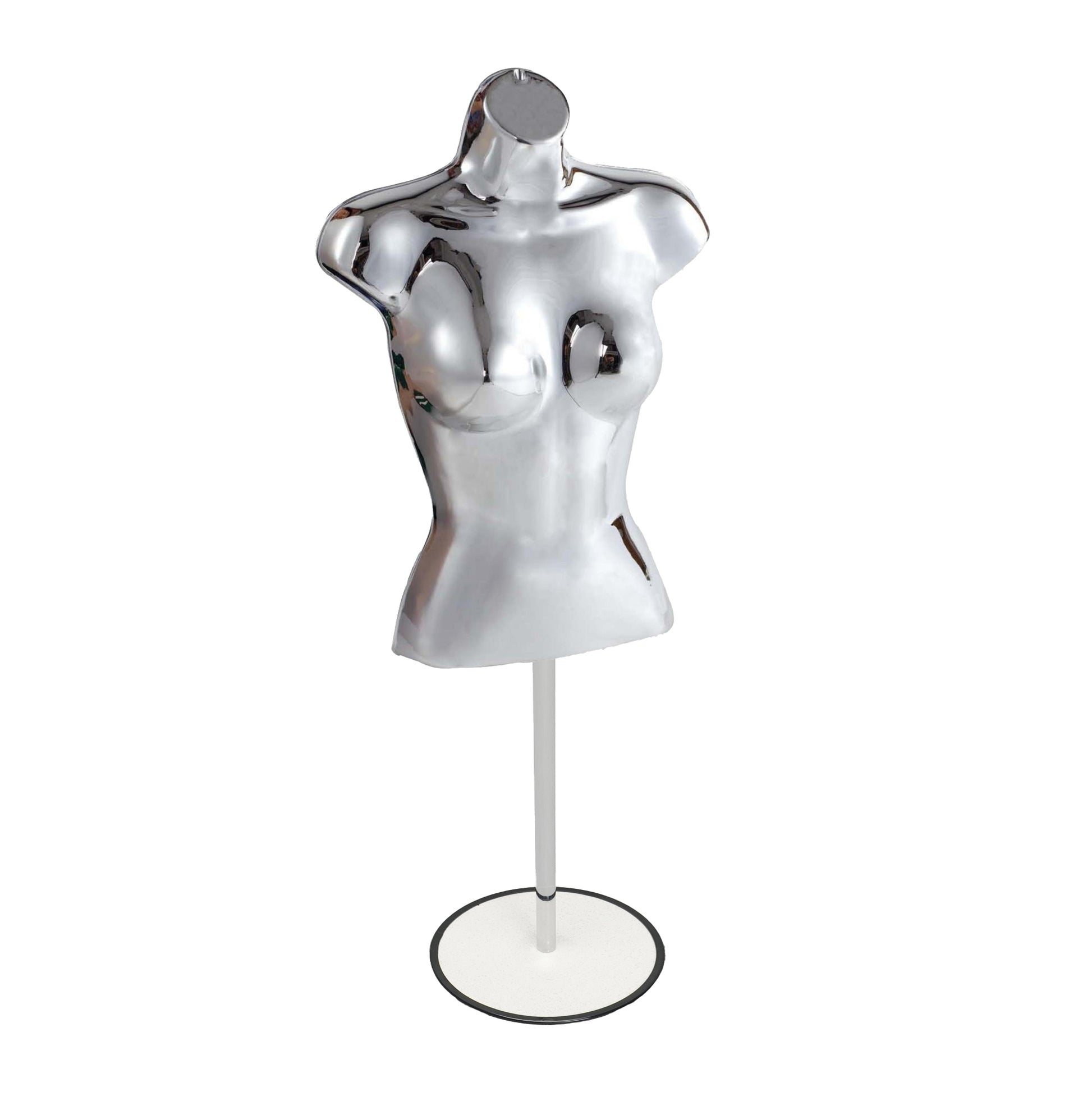 Female Plastic 3/4 Hanging Mannequin with Round Stand Bust Torso Display Mannequin for Shop or Warehouse Supermarket Supplies