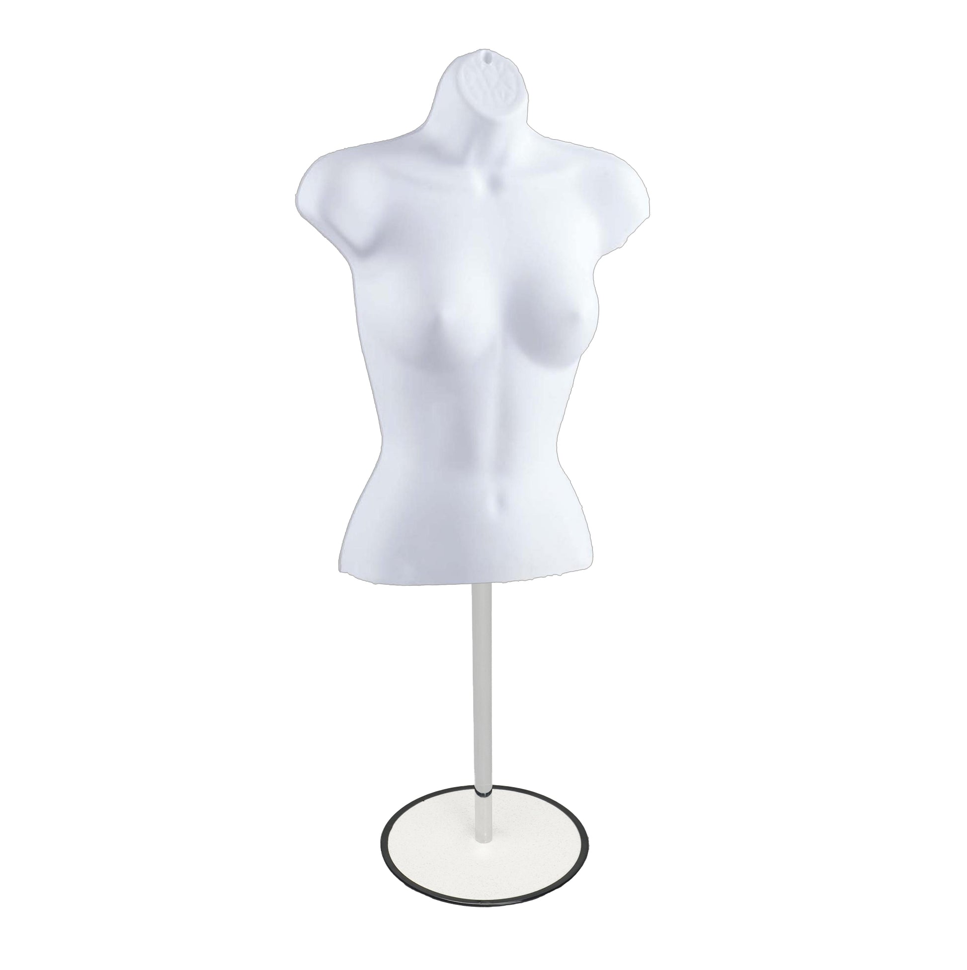 Female Plastic 3/4 Hanging Mannequin with Round Stand Bust Torso Display Mannequin for Shop or Warehouse Supermarket Supplies