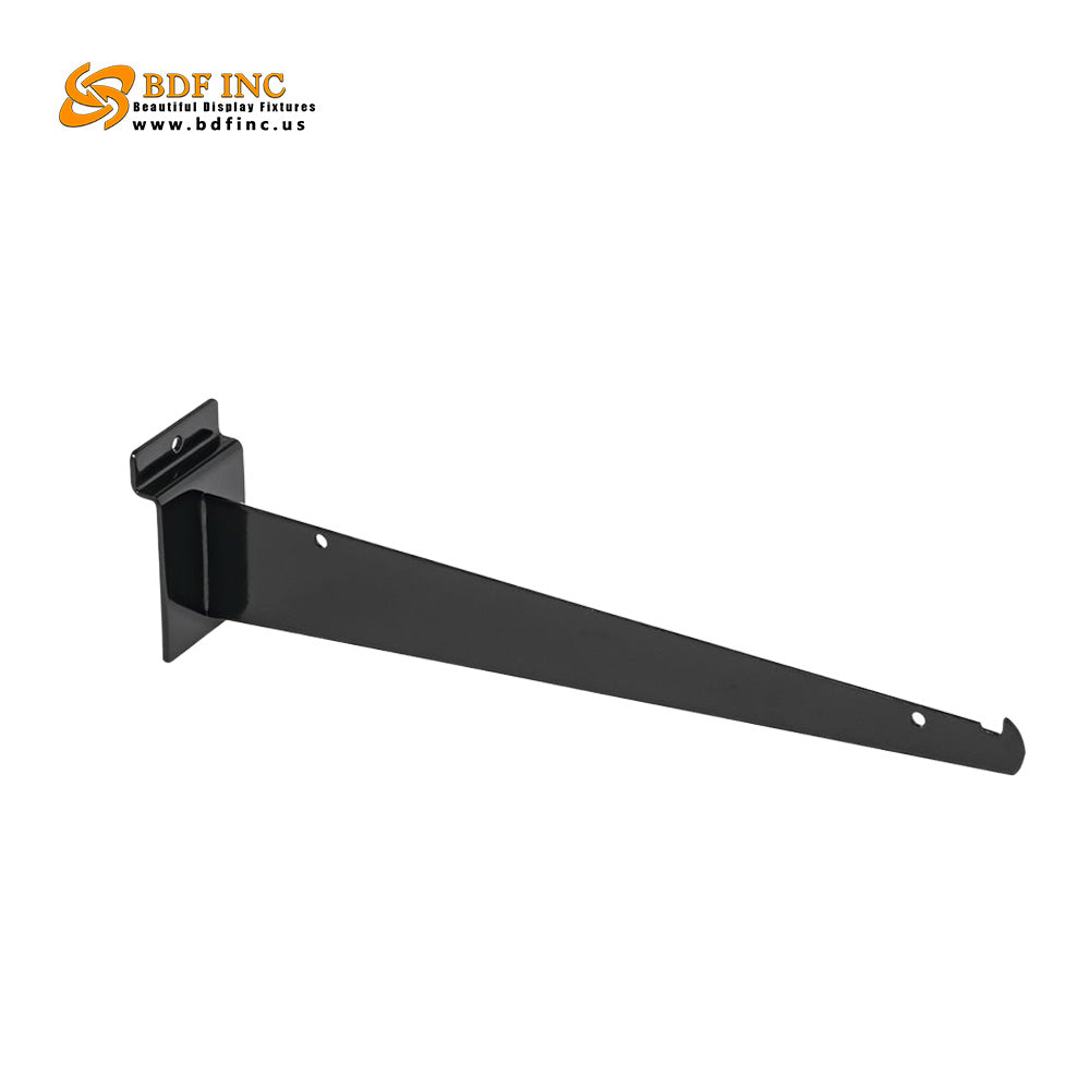 12 inch black slatwall shelf bracket with heavy-duty metal construction