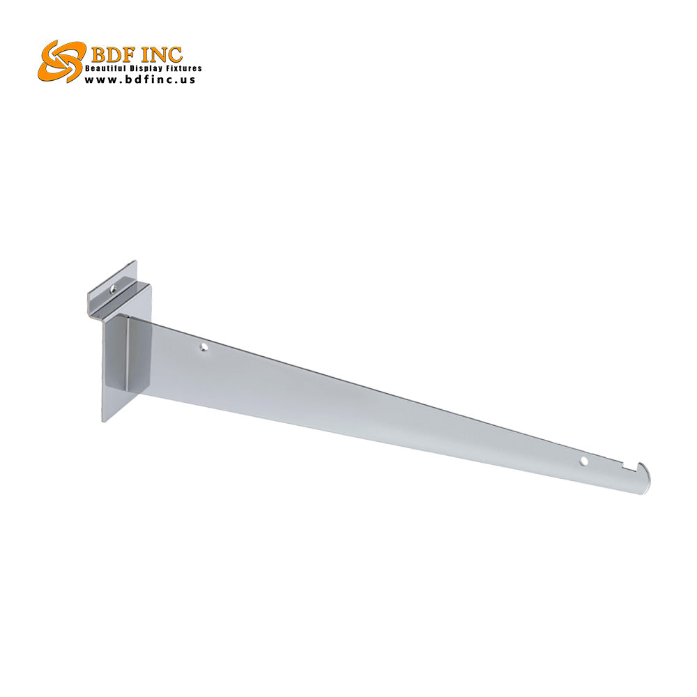 12 inch chrome slatwall shelf bracket with premium polished finish