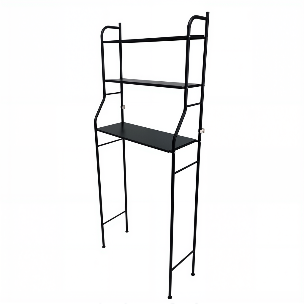 3-Tier Over The Toilet Storage, Space Saver Metal Bathroom Shelves, Freestanding Above Over Toilet Storage , Black
