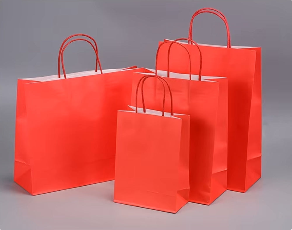 Colorful Kraft Paper Bags Simple Handheld Takeout Gift Packaging Candy Color Multicolored Square for Supermarket Supplies