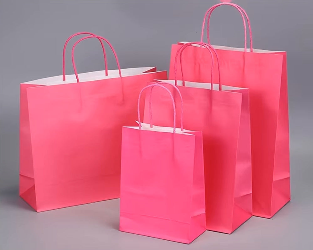 Colorful Kraft Paper Bags Simple Handheld Takeout Gift Packaging Candy Color Multicolored Square for Supermarket Supplies