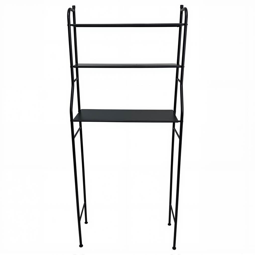 3-Tier Over The Toilet Storage, Space Saver Metal Bathroom Shelves, Freestanding Above Over Toilet Storage , Black