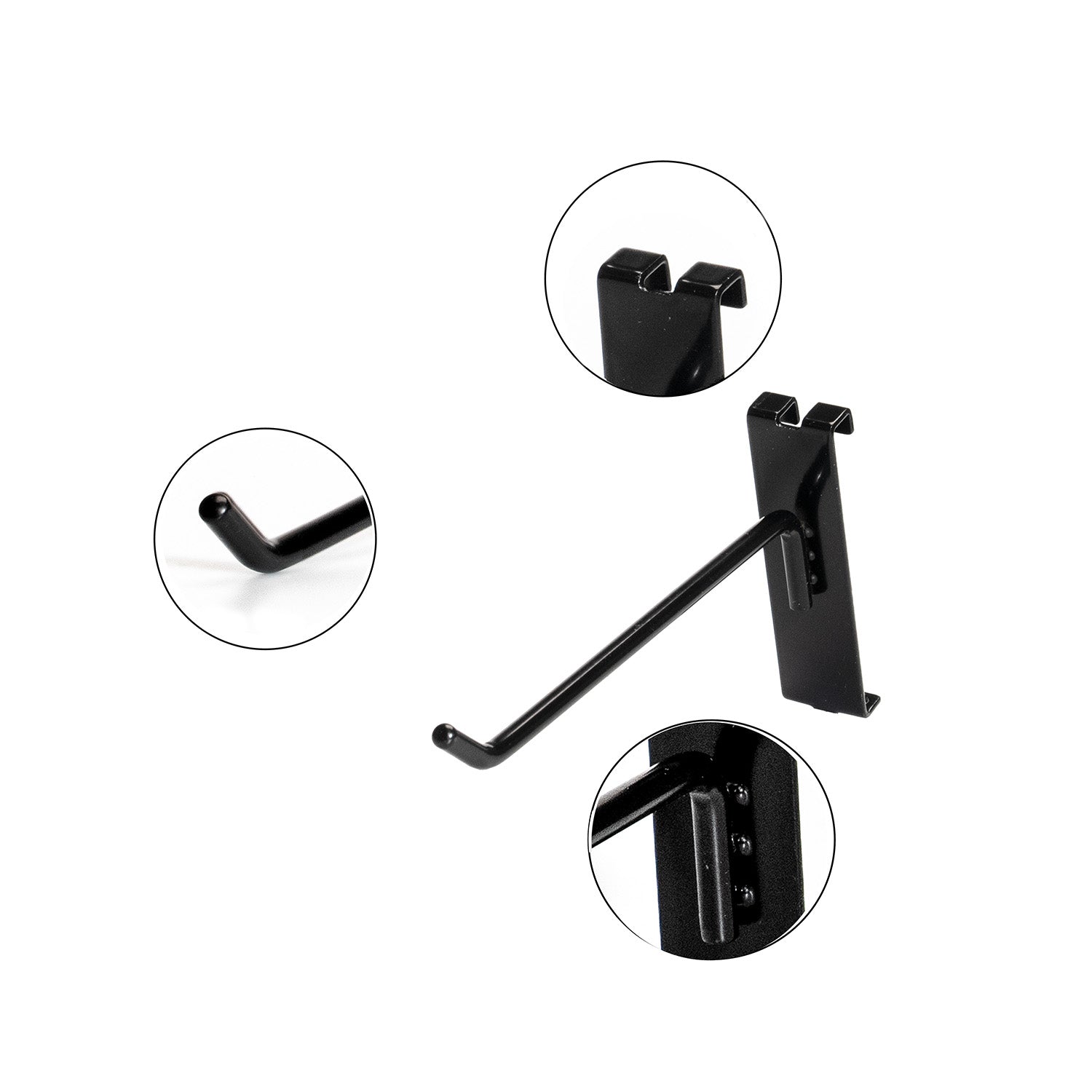Slatwall Accessories - High Quality Black Slatwall Plate Single Hook for Slatwall Gridwall Panels