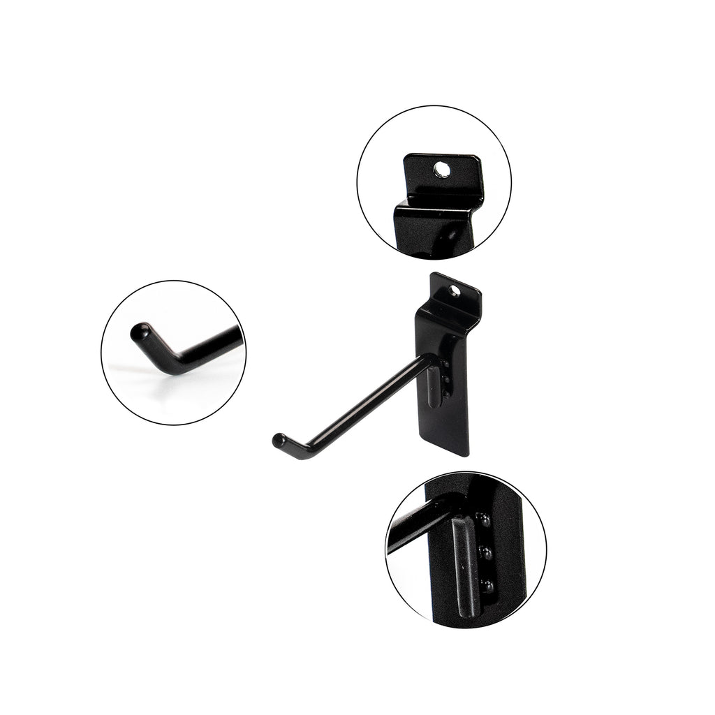 Slatwall Accessories - High Quality Black Slatwall Plate Single Hook for Slatwall Gridwall Panels