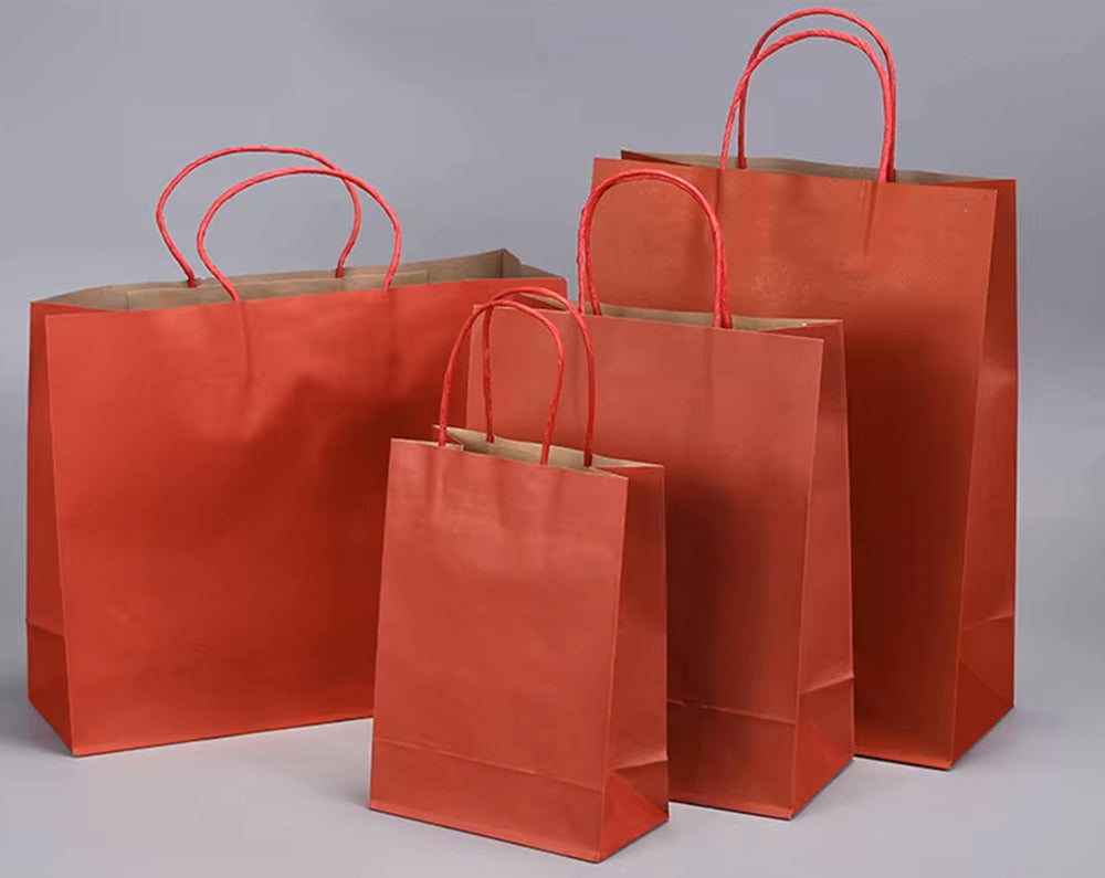 Colorful Kraft Paper Bags Simple Handheld Takeout Gift Packaging Candy Color Multicolored Square for Supermarket Supplies