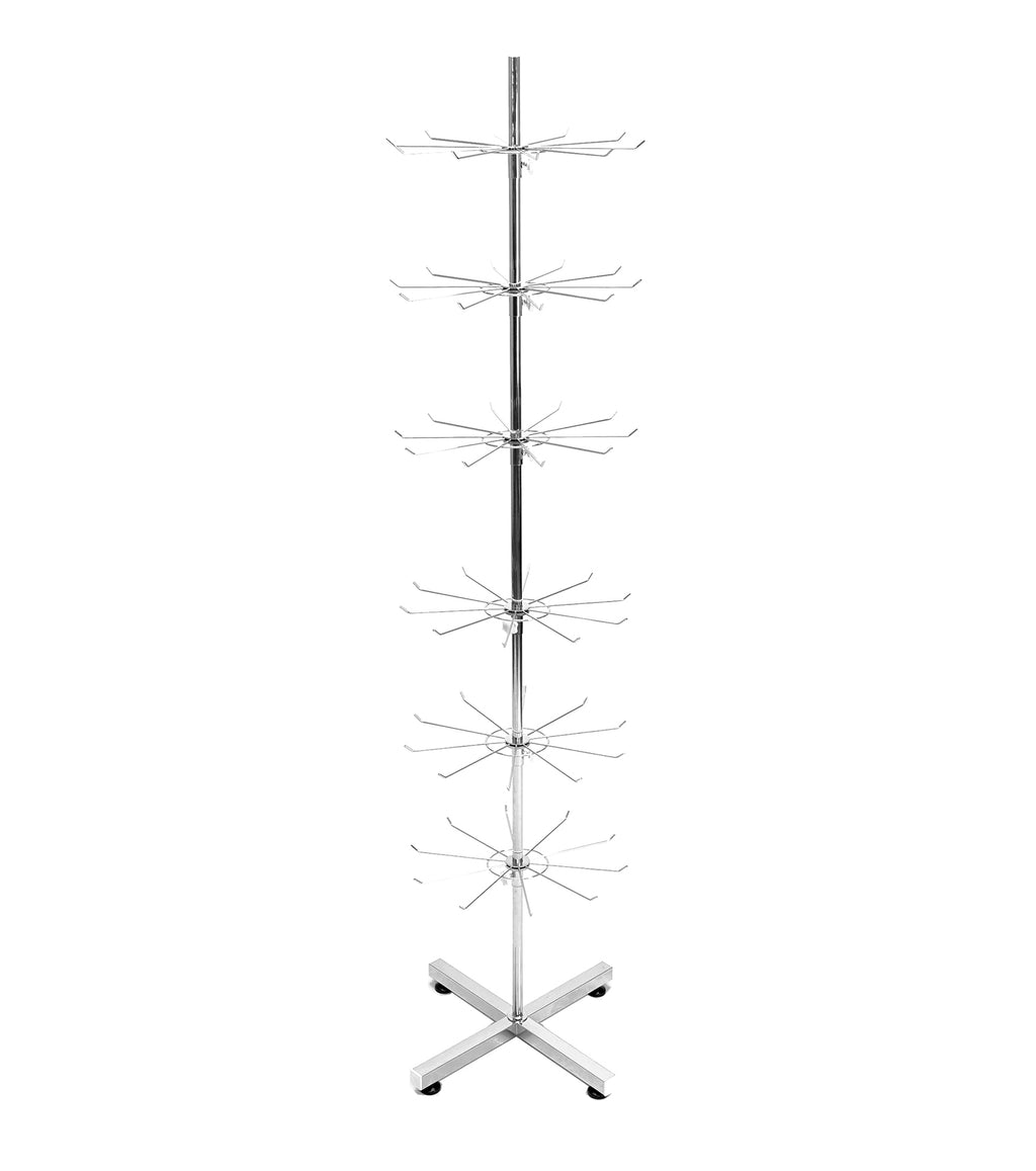 Wholesale Free Standing 6-Tier Rotating Jewelry Display Stand Supermarket Spinning Accessories Display Rack Iron Direct Factory
