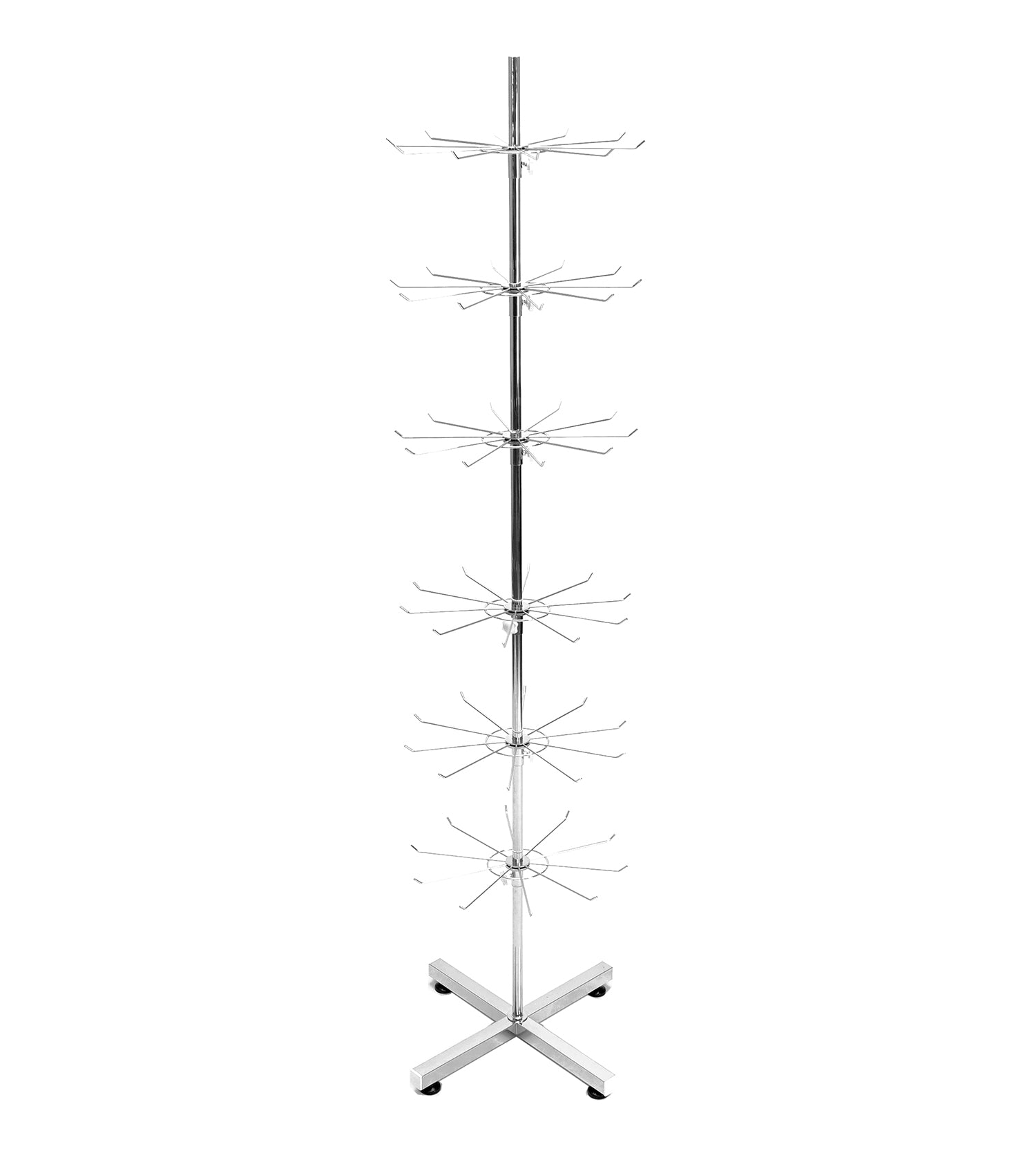 Wholesale Free Standing 6-Tier Rotating Jewelry Display Stand Supermarket Spinning Accessories Display Rack Iron Direct Factory