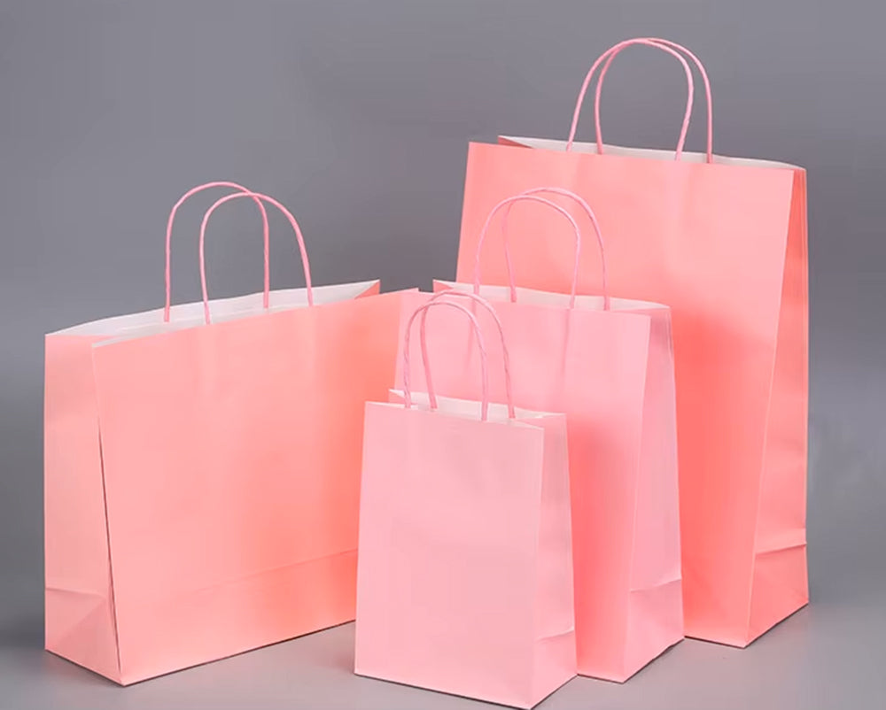 Colorful Kraft Paper Bags Simple Handheld Takeout Gift Packaging Candy Color Multicolored Square for Supermarket Supplies