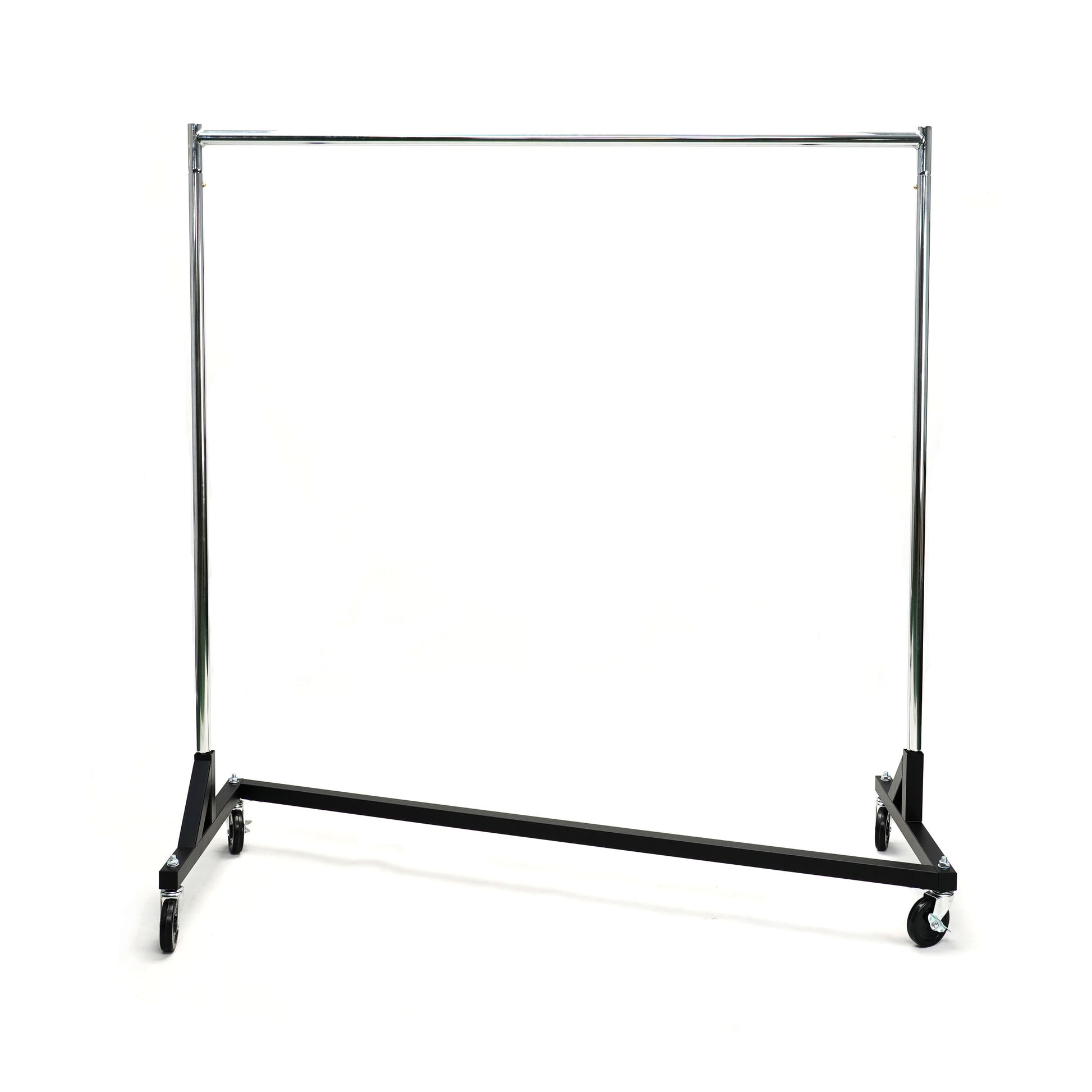 Side view of black Z rack showing sturdy square tubing construction