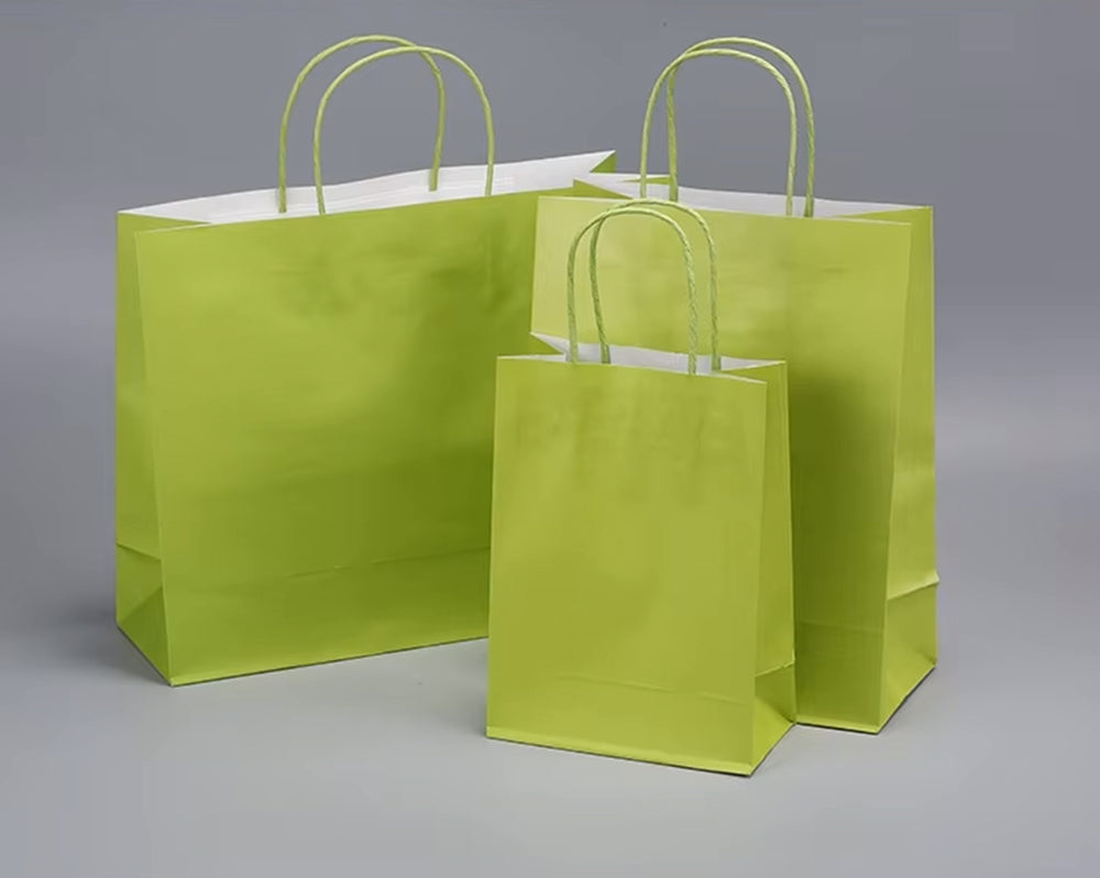 Colorful Kraft Paper Bags Simple Handheld Takeout Gift Packaging Candy Color Multicolored Square for Supermarket Supplies