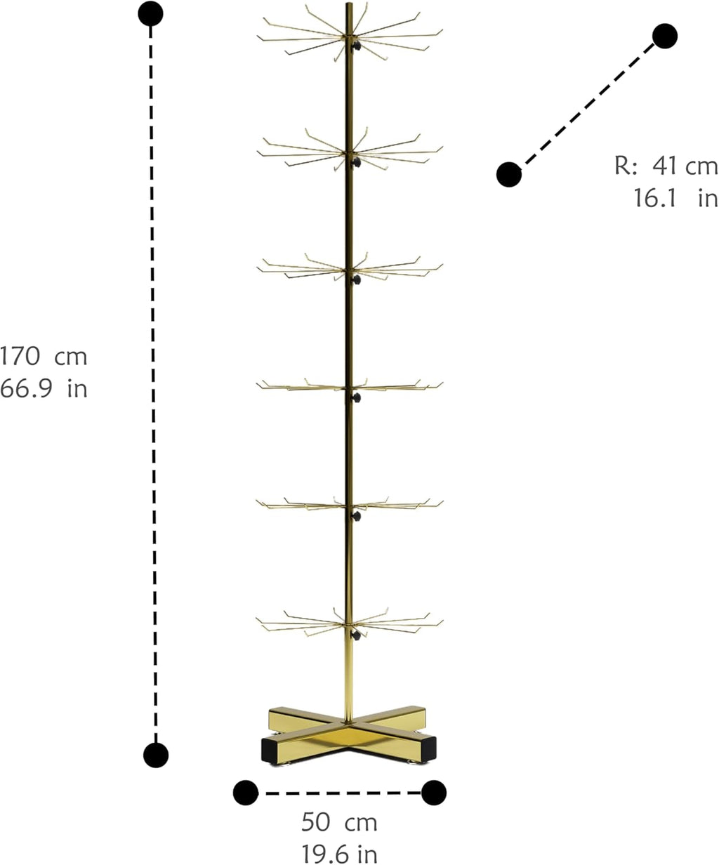 Wholesale Free Standing 6-Tier Rotating Jewelry Display Stand Supermarket Spinning Accessories Display Rack Iron Direct Factory