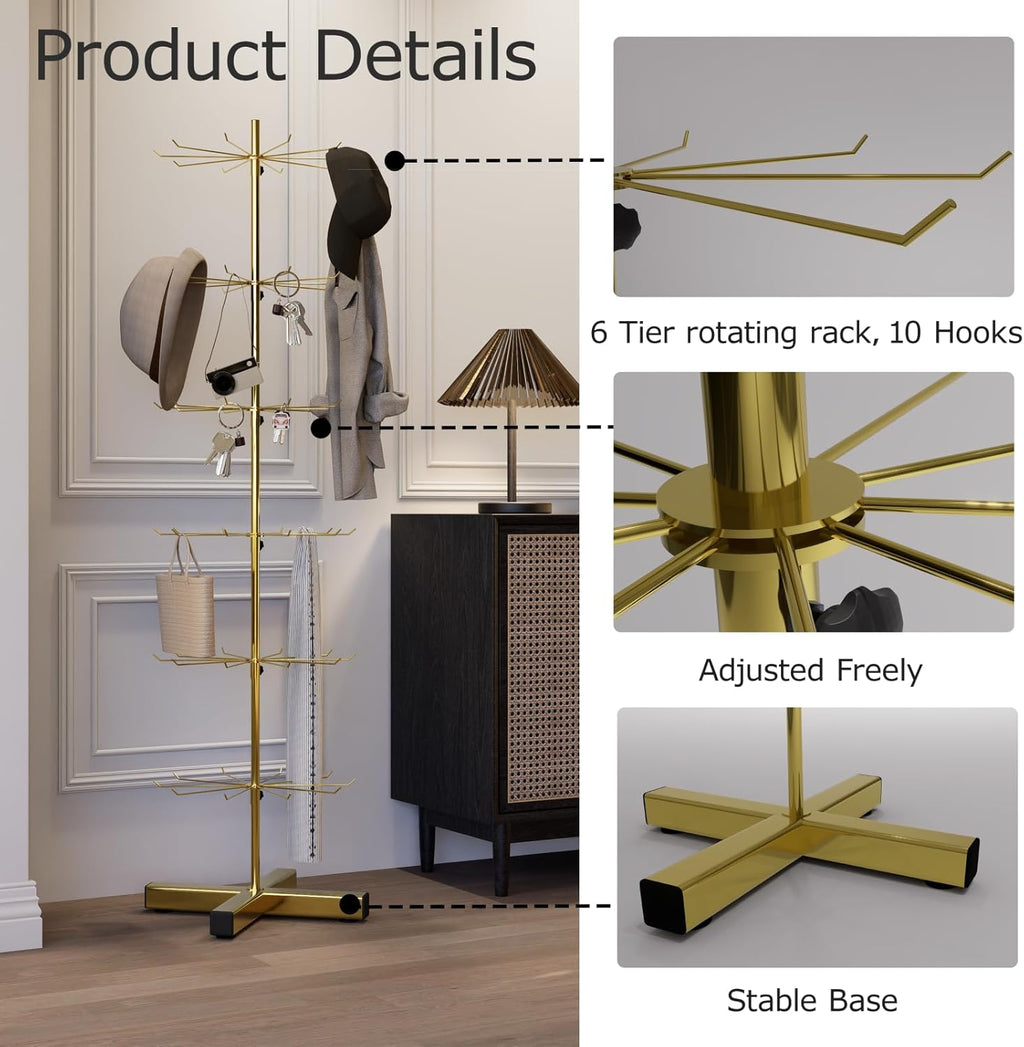 Wholesale Free Standing 6-Tier Rotating Jewelry Display Stand Supermarket Spinning Accessories Display Rack Iron Direct Factory