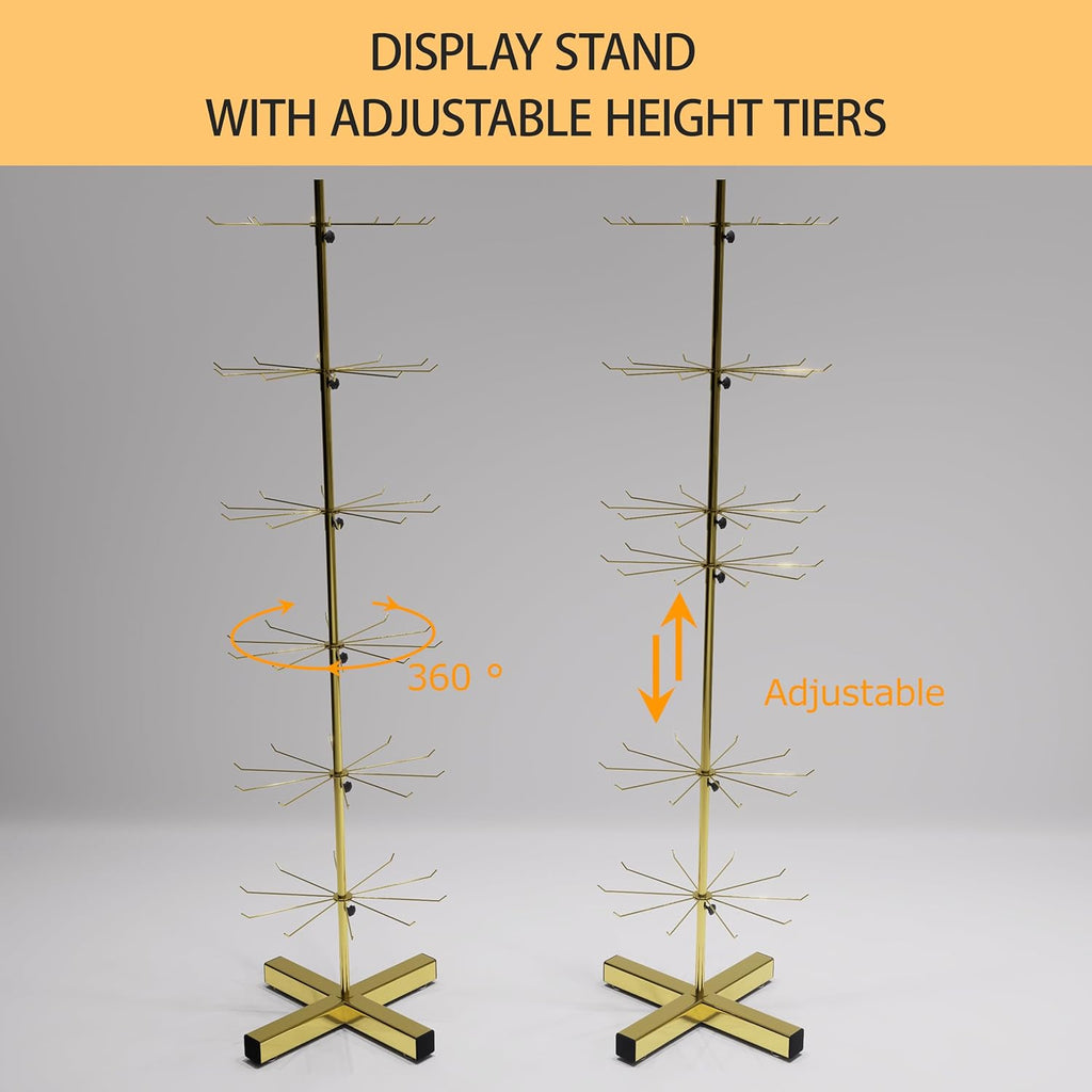 Wholesale Free Standing 6-Tier Rotating Jewelry Display Stand Supermarket Spinning Accessories Display Rack Iron Direct Factory