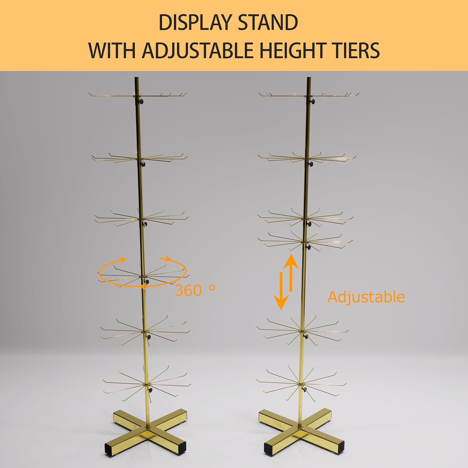 Wholesale Free Standing 6-Tier Rotating Jewelry Display Stand Supermarket Spinning Accessories Display Rack Iron Direct Factory