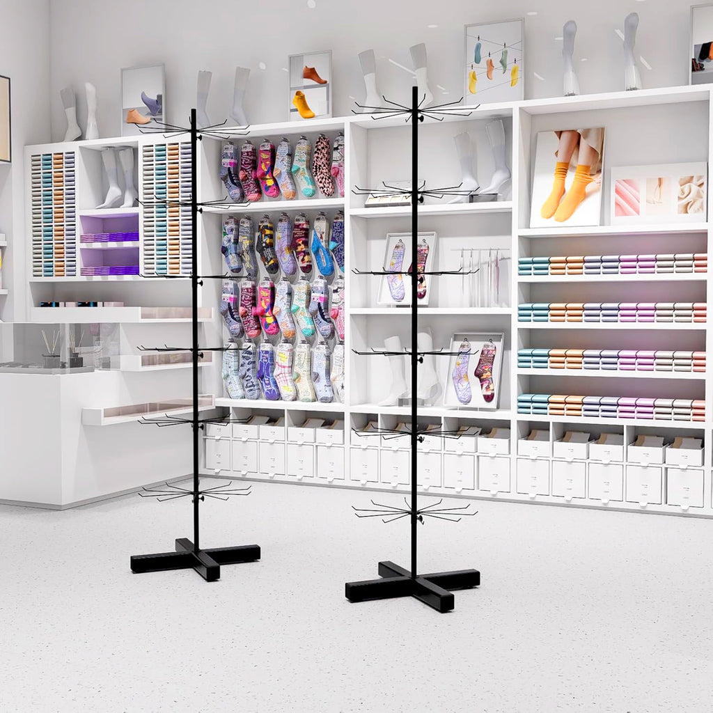 Wholesale Free Standing 6-Tier Rotating Jewelry Display Stand Supermarket Spinning Accessories Display Rack Iron Direct Factory