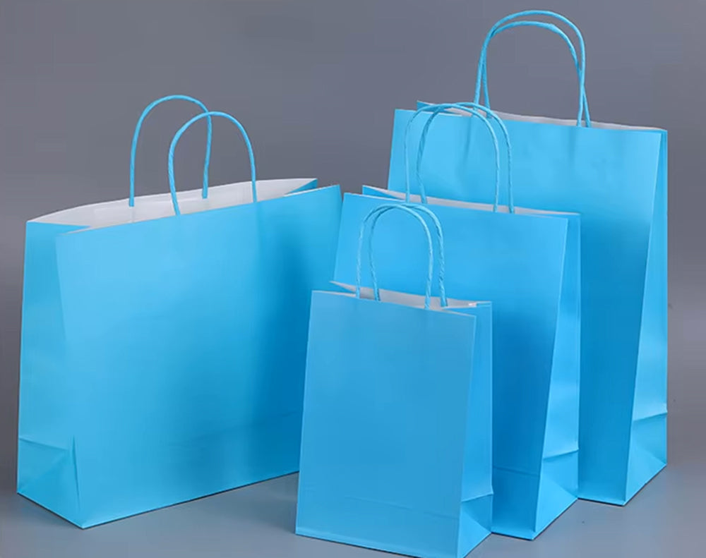 Colorful Kraft Paper Bags Simple Handheld Takeout Gift Packaging Candy Color Multicolored Square for Supermarket Supplies