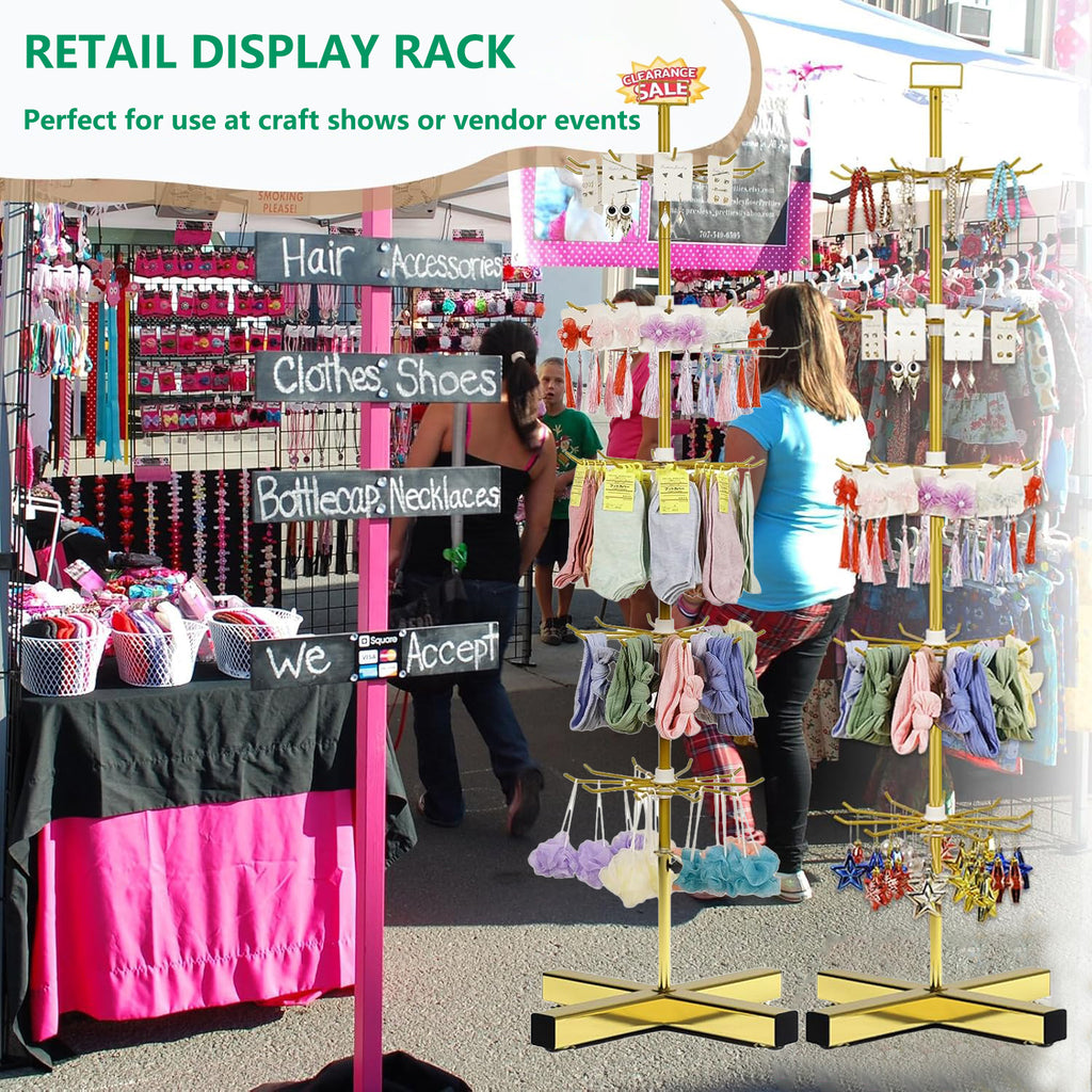 Wholesale Free Standing 6-Tier Rotating Jewelry Display Stand Supermarket Spinning Accessories Display Rack Iron Direct Factory