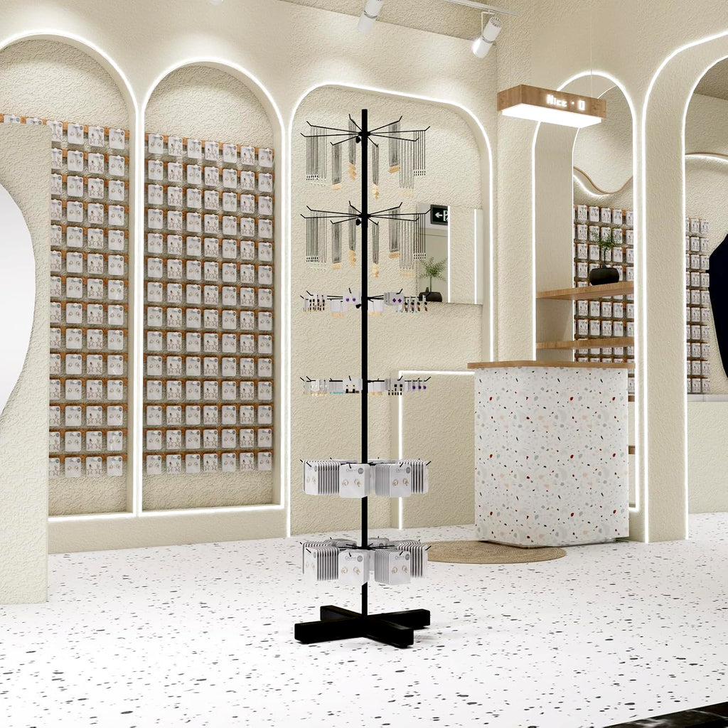 Wholesale Free Standing 6-Tier Rotating Jewelry Display Stand Supermarket Spinning Accessories Display Rack Iron Direct Factory
