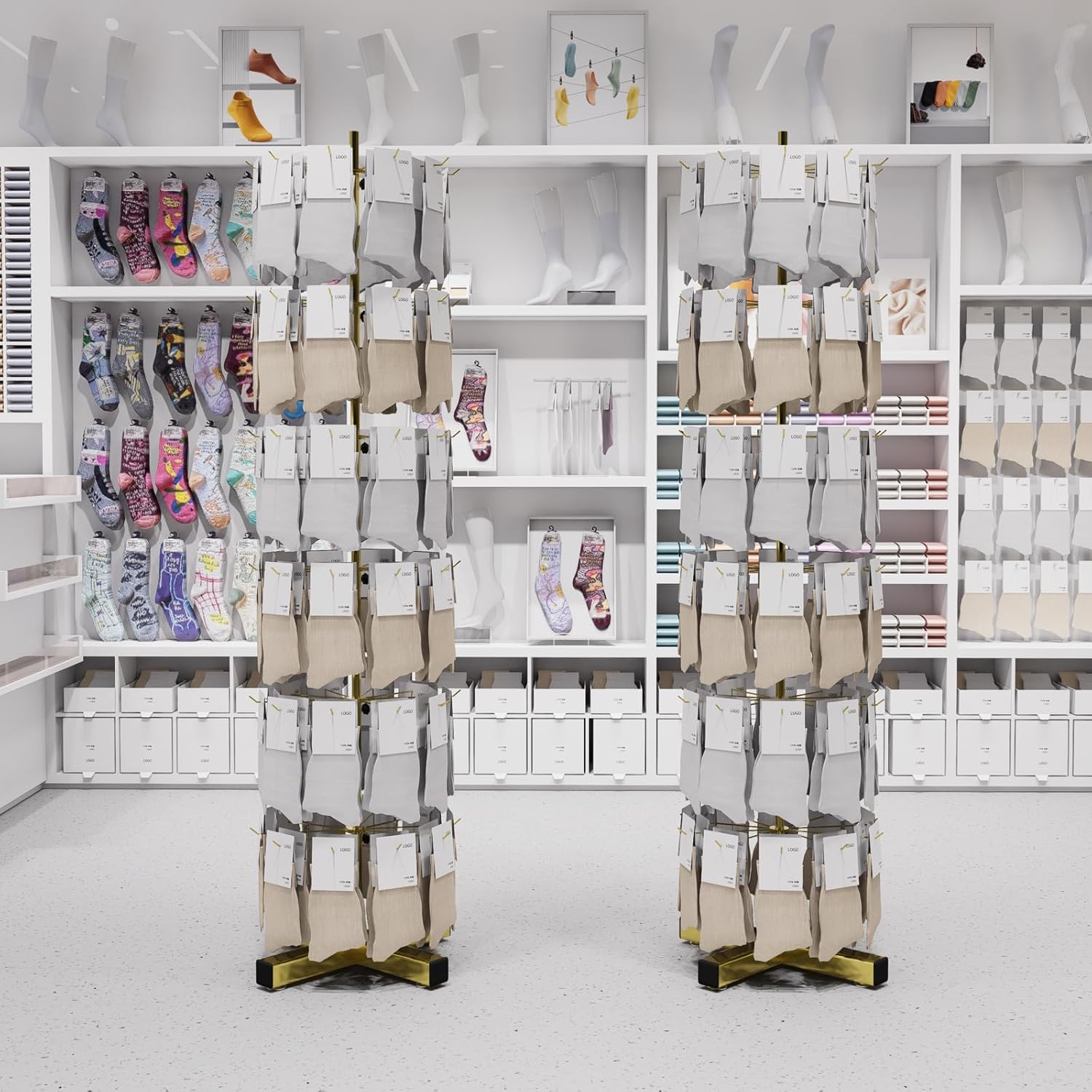 Wholesale Free Standing 6-Tier Rotating Jewelry Display Stand Supermarket Spinning Accessories Display Rack Iron Direct Factory