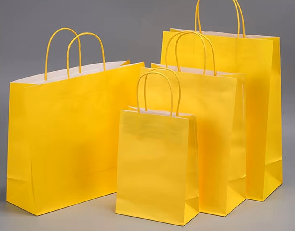 Colorful Kraft Paper Bags Simple Handheld Takeout Gift Packaging Candy Color Multicolored Square for Supermarket Supplies