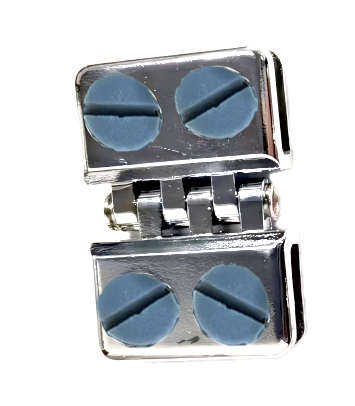 Chrome Hinge for glass cube display