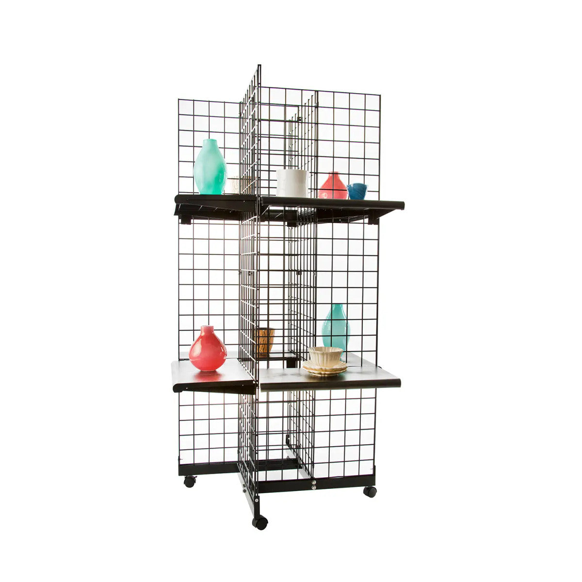 Gridwall 4 Way Base with Casters | Black