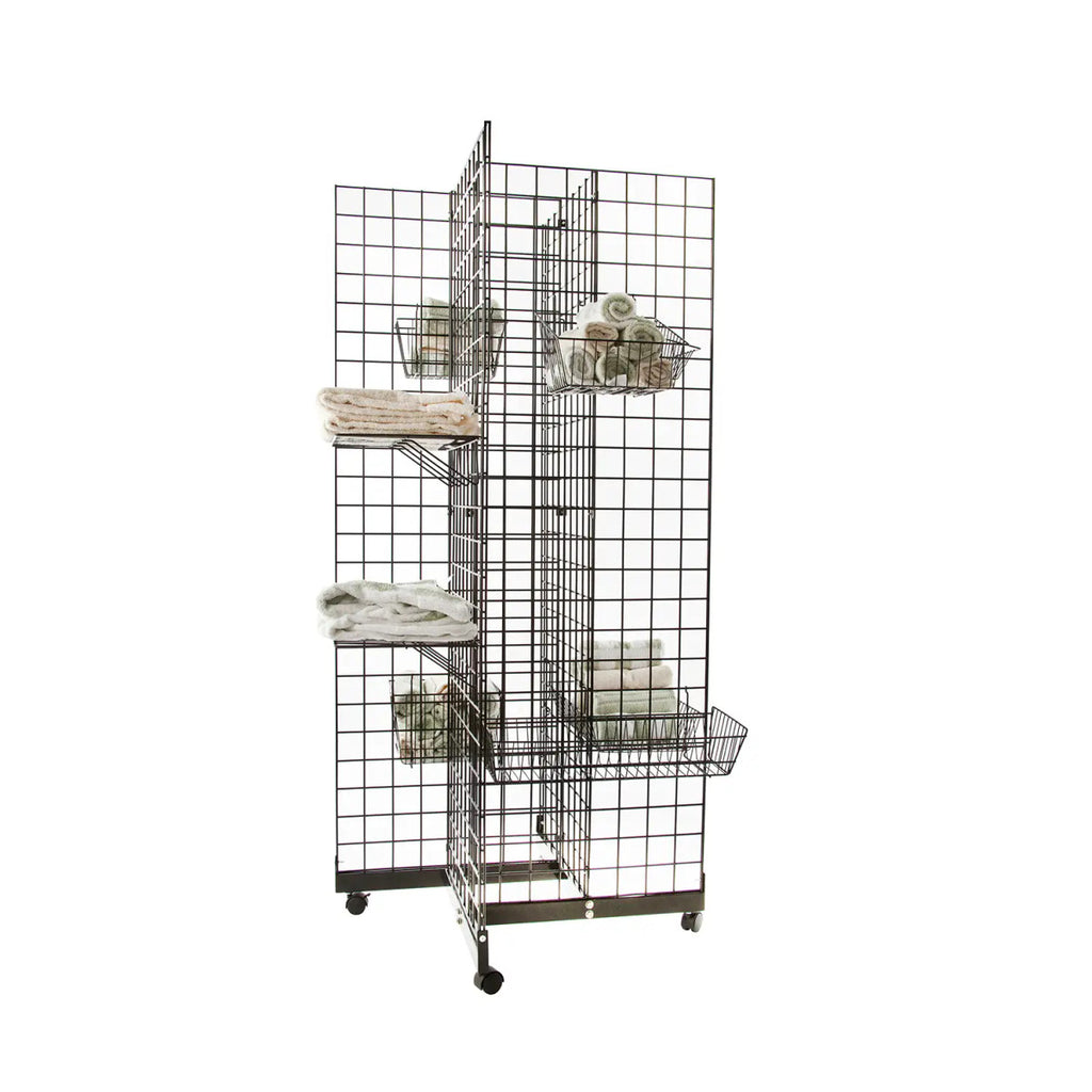 Gridwall 4 Way Base with Casters | Black