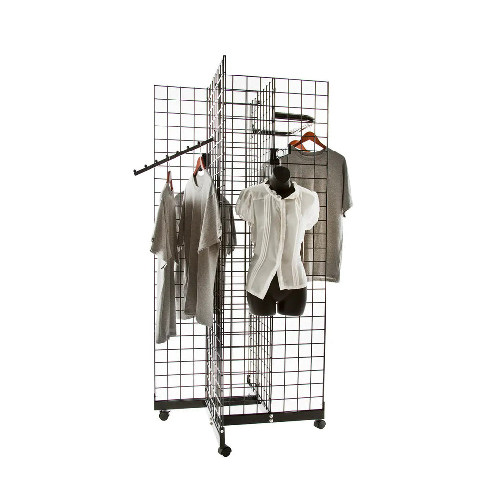 Gridwall 4 Way Base with Casters | Black