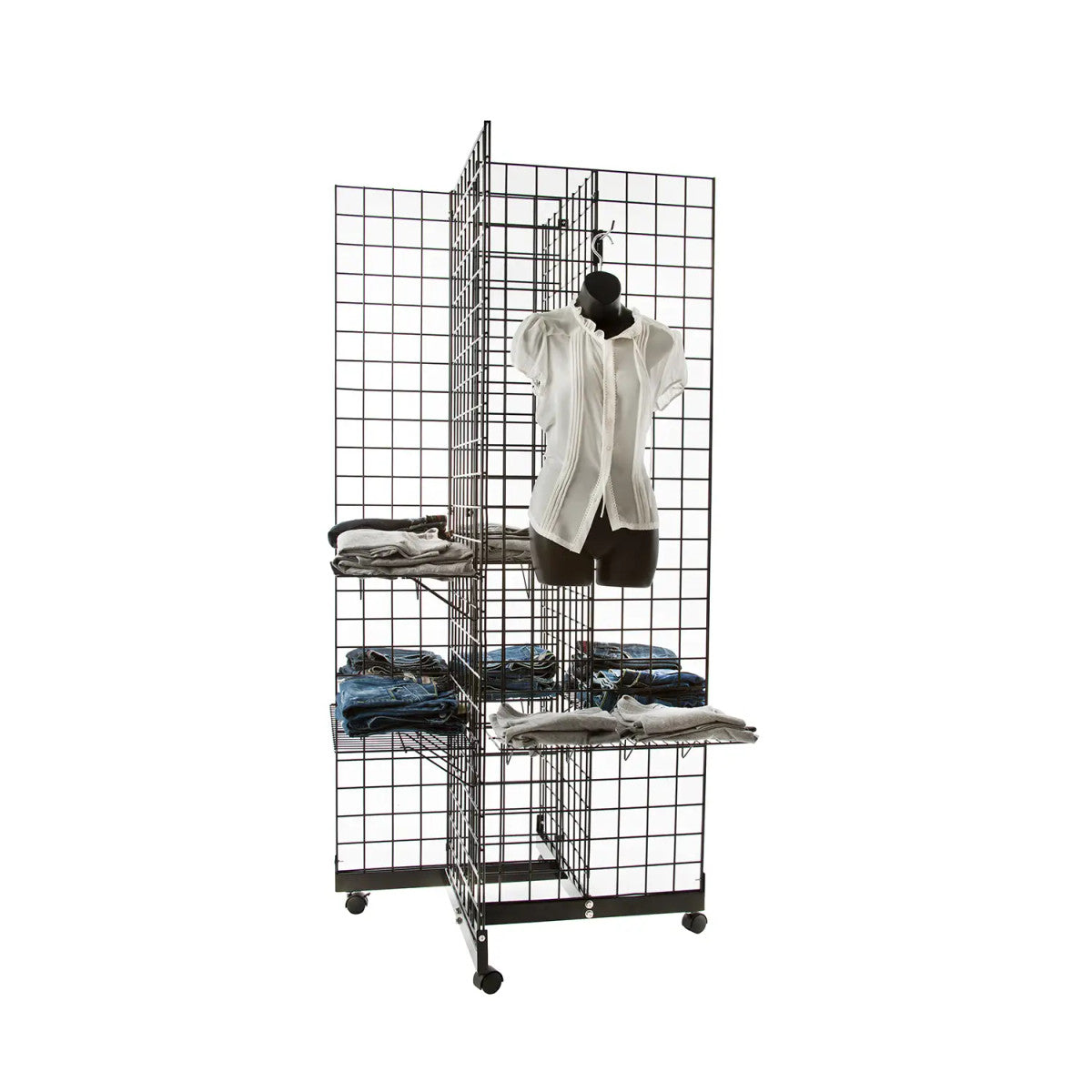 Gridwall 4 Way Base with Casters | Black
