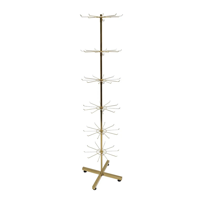 Wholesale Free Standing 6-Tier Rotating Jewelry Display Stand Supermarket Spinning Accessories Display Rack Iron Direct Factory