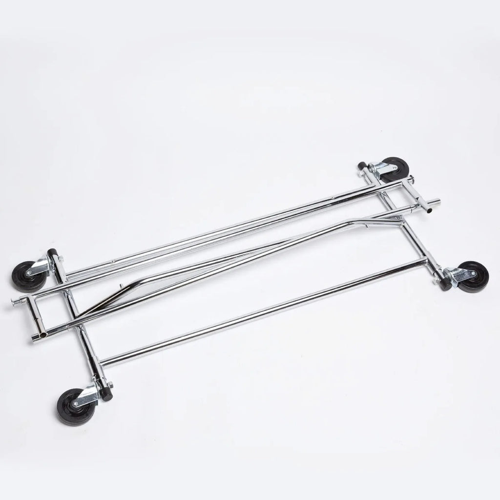 Wholesale Chrome Single Clothes Rail Rack Collapsible Rolling Rack for Shop
