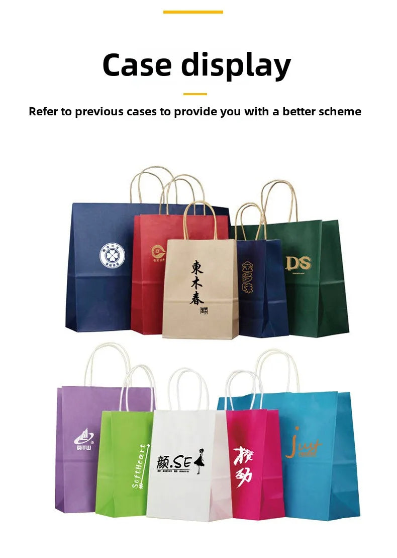 Colorful Kraft Paper Bags Simple Handheld Takeout Gift Packaging Candy Color Multicolored Square for Supermarket Supplies