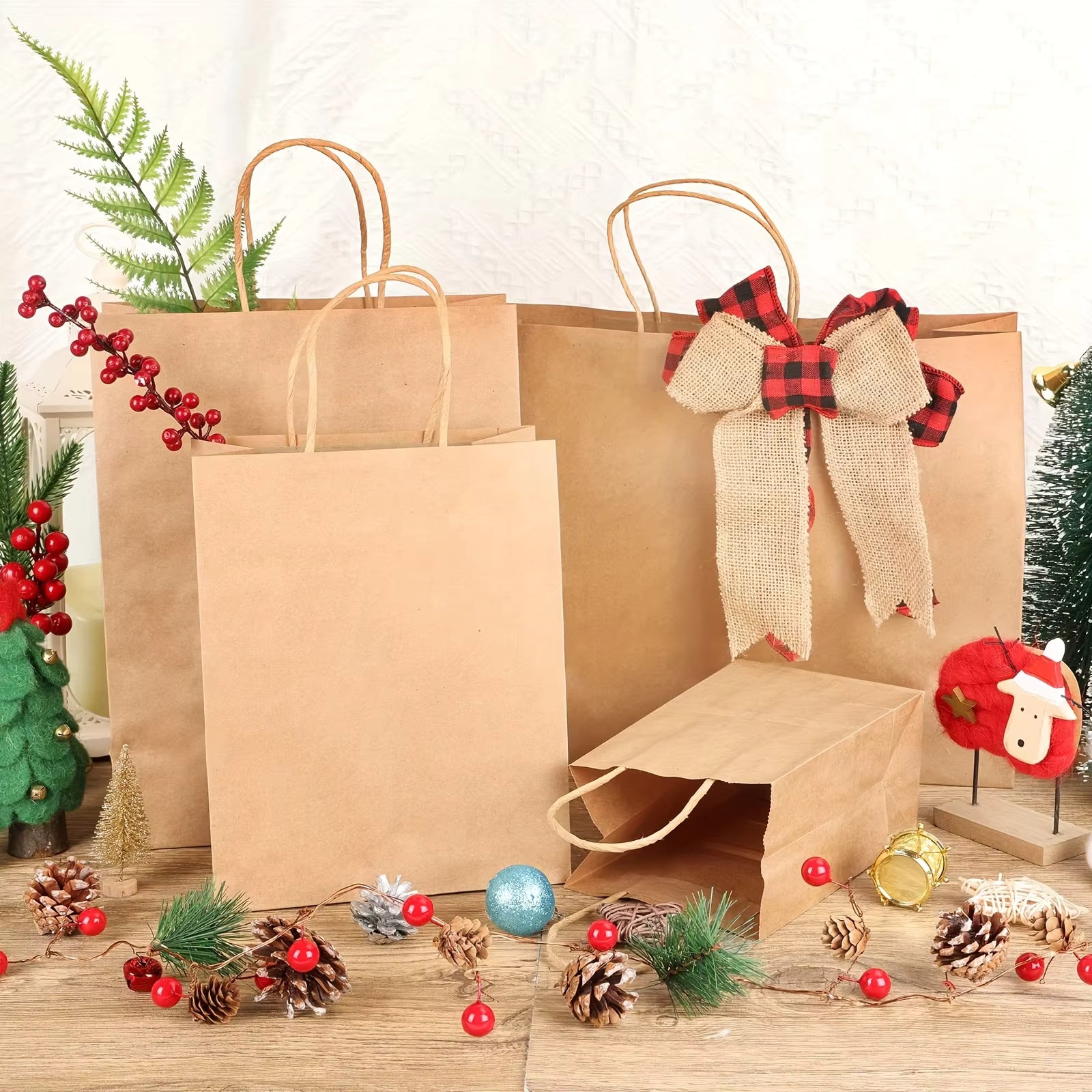 Colorful Kraft Paper Bags Simple Handheld Takeout Gift Packaging Candy Color Multicolored Square for Supermarket Supplies