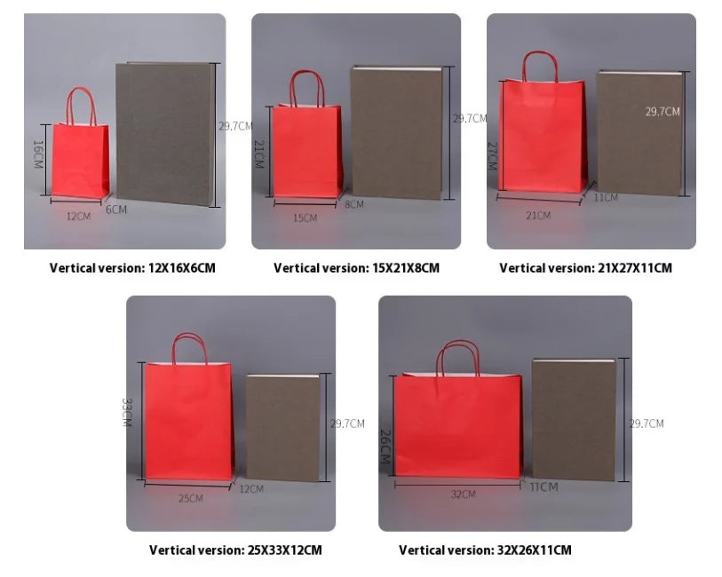 Colorful Kraft Paper Bags Simple Handheld Takeout Gift Packaging Candy Color Multicolored Square for Supermarket Supplies