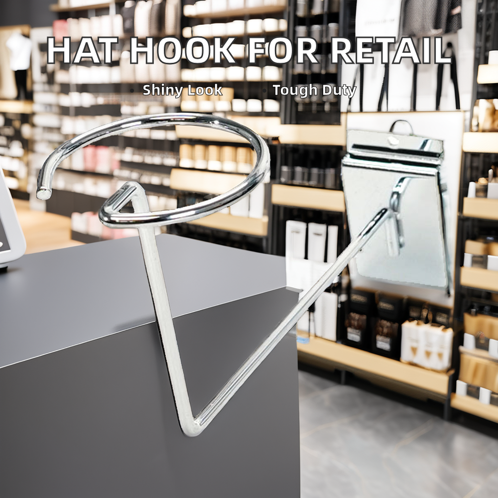 Chrome Metal Slatwall Hat Hook for Retail Shop Display