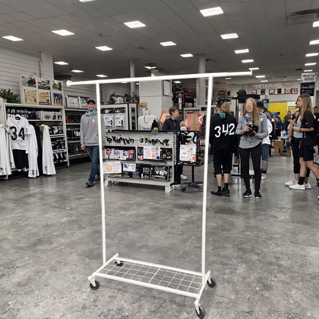Garment Rack with Wheels Clothes Hanging Stand Store Display Rack