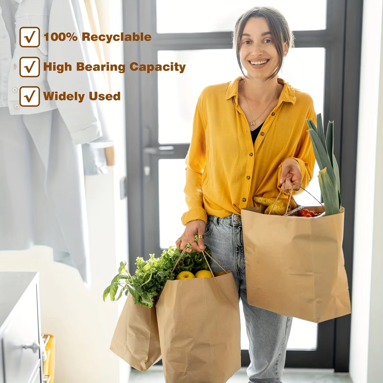 Colorful Kraft Paper Bags Simple Handheld Takeout Gift Packaging Candy Color Multicolored Square for Supermarket Supplies