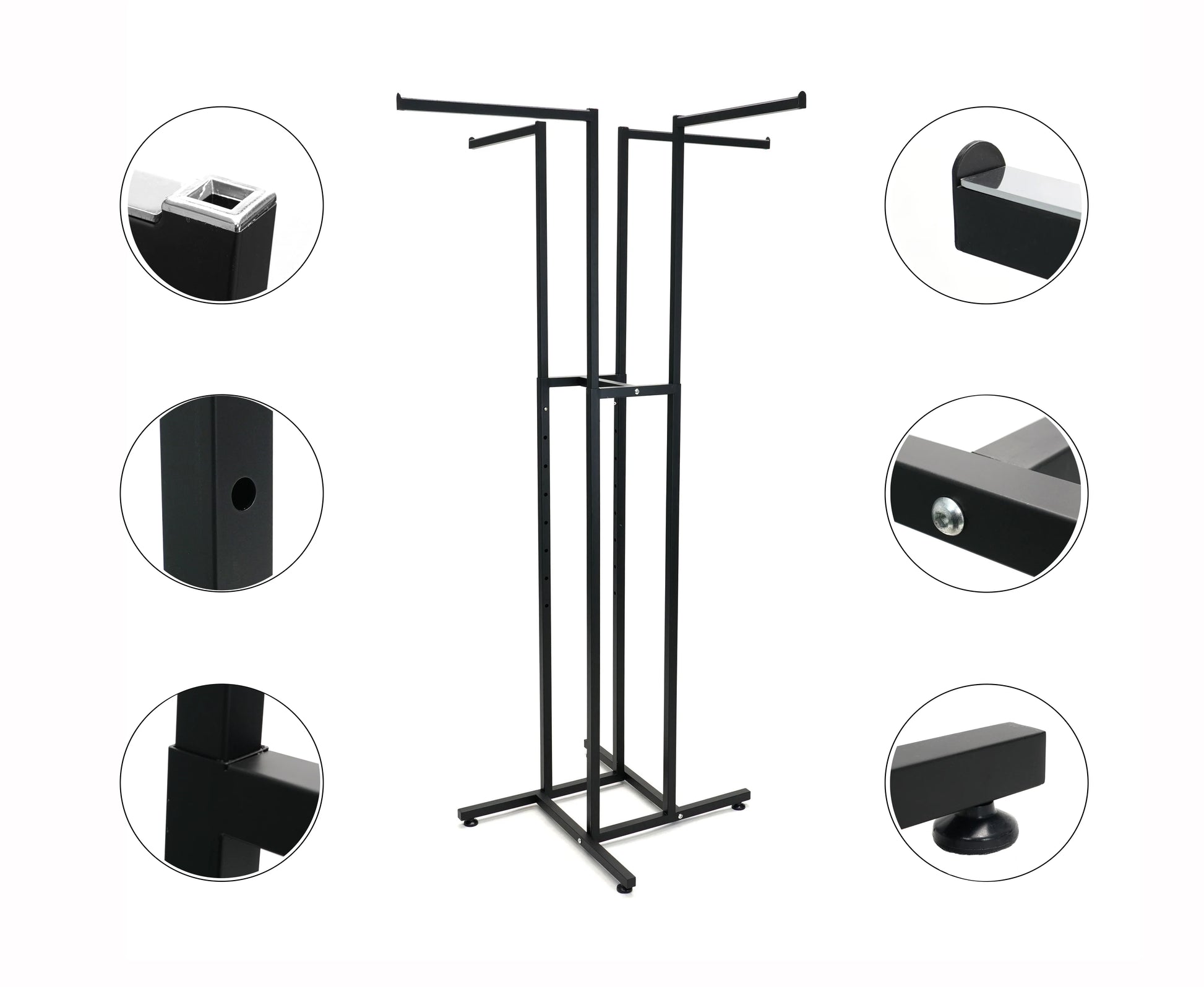 Heavy Duty 4 Way Clothes Display Rack Chrome 4 arm Garment Rack for Clothing Store Display