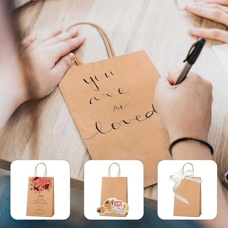 Colorful Kraft Paper Bags Simple Handheld Takeout Gift Packaging Candy Color Multicolored Square for Supermarket Supplies