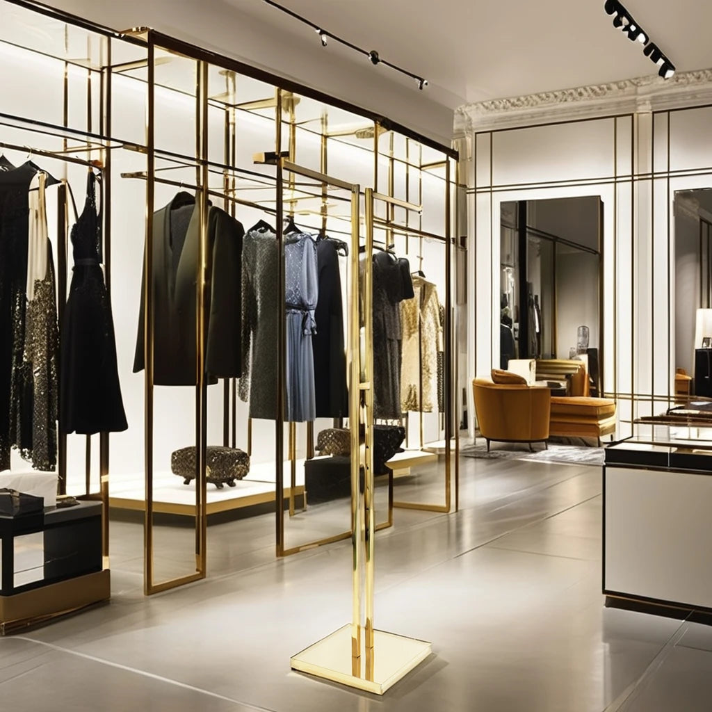 Custom Modern Metal Clothing Rack for Boutique Retail Display Shelf for Shop Clothes Show
