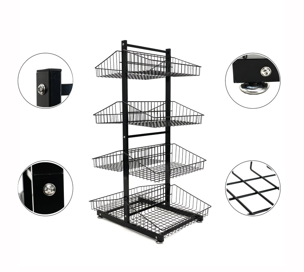 Retail Shop Display Multi-Layer Adjustable Bulk Basket Supermarket Rack POS Promotion Rack